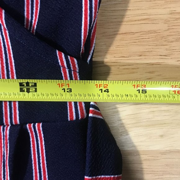 Rebel Sugar Women's Small Striped Blue Red Short Body-con Style Dress Faux Wrap - Picture 14 of 16